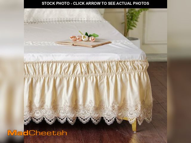 Lot 74-12698308 - ARTABLE Lace Bed Skirts Wrap Around Ruffled Bed Scarf Elastic Dust with Adjustable Belts 15 Inch Dro...