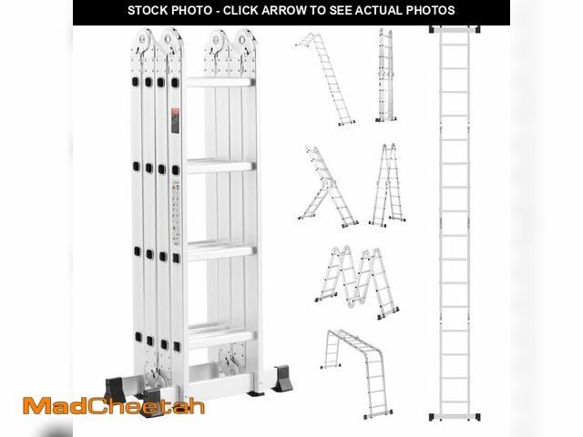 Lot 74-14351474 - Multi-Purpose Folding Ladder, 7-in-1 Tall Extension Step Ladder, A Frame 4 Step Telescoping Ladder, ...