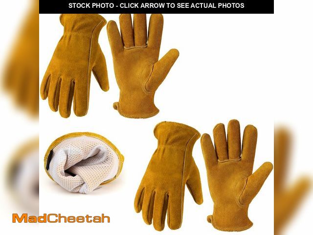 Lot 74-14210695 - Leather Gardening Gloves for Men Women: Thorn Proof Cowhide Work Gloves with Reinforced Palm, Punctu...