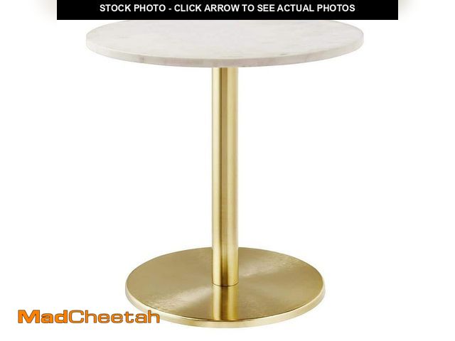 Lot 74-12663756 - MODWAY Viva Round White Marble Side Table in Brass White - UNUSED