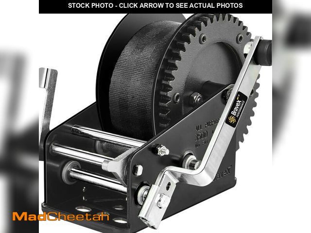 Lot 74-14265391 - Bravex Boat Trailer Winch 3500lbs with 33FT Strap, Heavy Duty Portable Hand Winch 2 Way Ratchet Ratc...