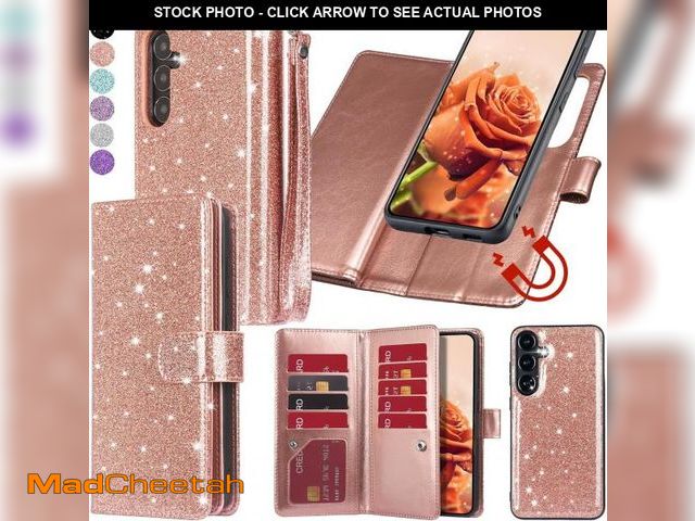 Lot 74-12333199 - Varikke for Galaxy S25 Plus Wallet Case Detachable with Card Holder for Women, Glitter PU Leather St...