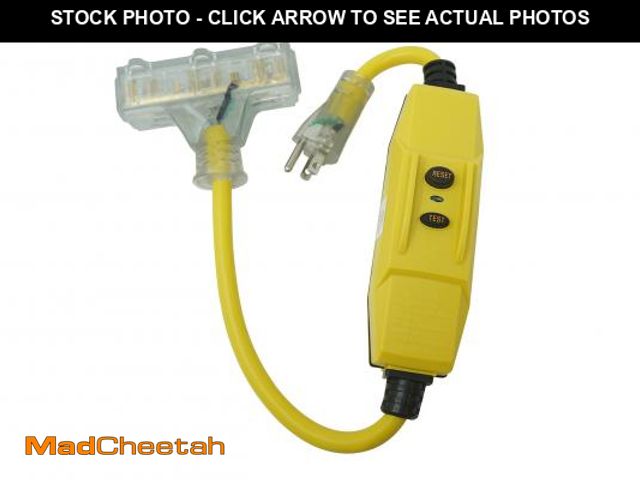 Lot 74-12519864 - TRC 26020008-6 12/3 Gauge Shockshield GFCI Protected In-line Tri-Cord Set with 3-Outlets; 2-Feet; 15...