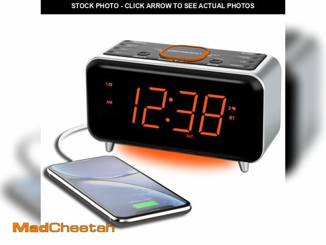 Lot 74-13624369 - Emerson CKS1521 SmartSet Bluetooth Dual Alarm Clock Radio with 1.4Ã¢â¬Â Orange LED Display, USB Ch...