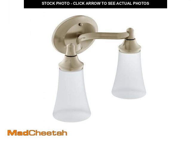 Lot 74-12310333 - Moen YB2862BN Eva 2-Light Dual-Mount Bath Bathroom Vanity Fixture with Frosted Glass, Brushed Nickel...