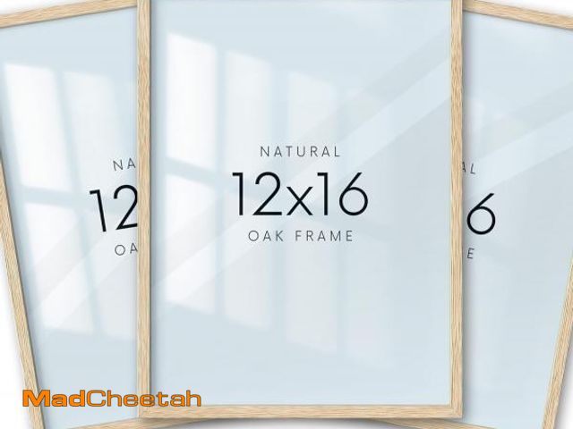 Lot 74-12328123 - KensTro 12x16in Oak Wood Picture Frame Set of 3,12"x16" Beige Minimalist Wooden Poster Frames,Natura...