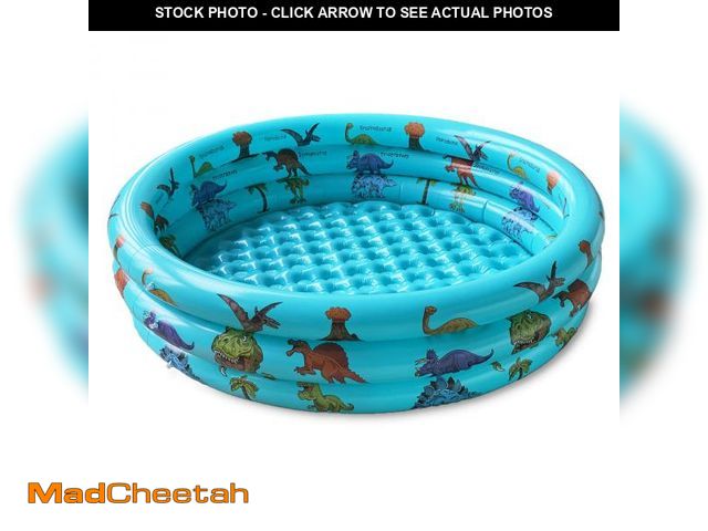 Lot 74-12048705 - Dinosaur Inflatable Kiddie Pool, Blow Up 3-Ring Round Baby Play Center for Inside or Outdoor, Toddle...