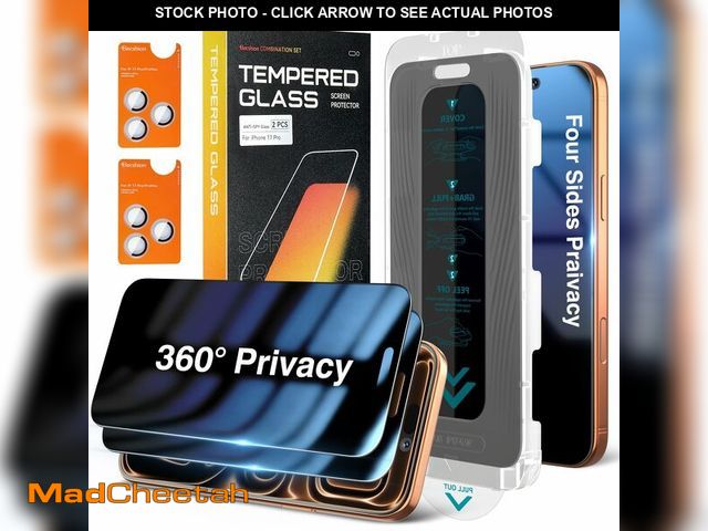 Lot 74-14296564 - Elecshion 4 Way 360ÃÂ° Anti Spy for iPhone 17 Pro Privacy Screen Protector + Camera Lens Protector ...