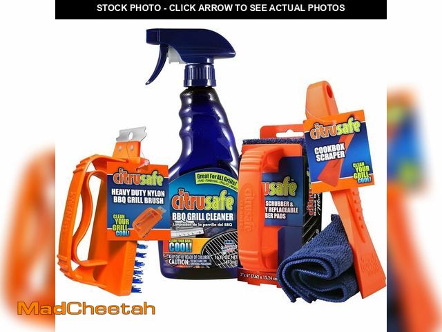 Lot 74-14207385 - Citrusafe Complete Grill Cleaning Kit - Grill Cleaner Spray (16oz), Scrubber 3 Pack, Nylon Brush, Co...