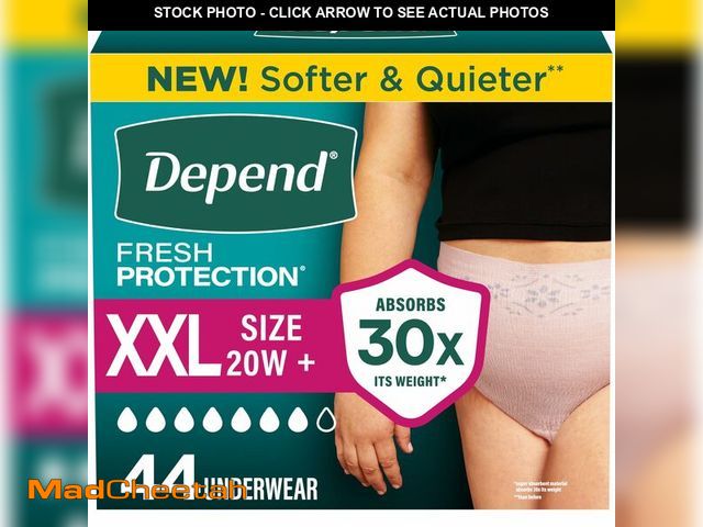 Lot 74-14207859 - Depend Fresh Protection Adult Diapers, Incontinence Underwear for Women, Disposable, Maximum, XXL, B...