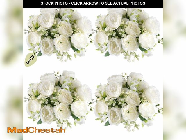Lot 74-12969459 - ASTRYAS 8 Packs Peonies Artificial Flowers, White Artificial Peonies, Silk Peonies Flowers Fake Peon...