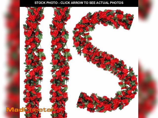 Lot 74-14424359 - BSMYBO Artificial Red Rose Flower Garlands 10 PCS 82 FT for Backdrop - UNUSED