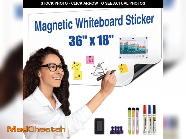 Lot 74-12049647 - HeatPomelo Magnetic Whiteboard Sticker - Adhesive Backing 36'' x 18'' Dry Erase Board for Wall White...