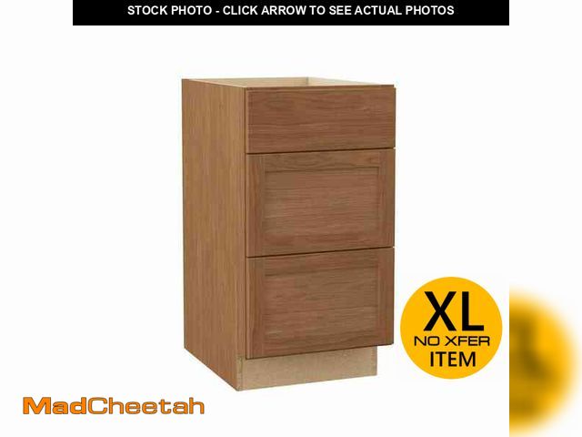 Lot 74-14327691 - Hampton Bay Sinclair 18 in. W x 24 in. D x 34.5 in. H Assembled 3 Drawer Base Kitchen Cabinet in Sha...