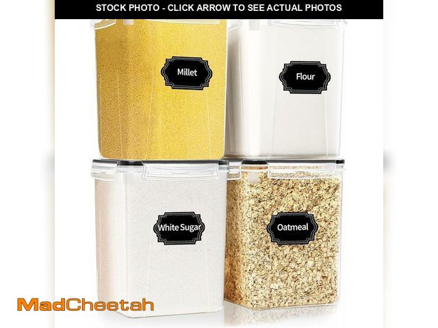 Lot 74-13625747 - HKJ Chef 4 Pack Large Airtight Food Storage Containers with Lids (5.2L / 176oz), BPA Free Plastic Ki...