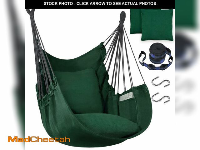 Lot 74-14209346 - Halalona Hammock Chair Hanging Hammock Chair Rope Swing 2 Cushions Included-Sturdy &amp; Durable Sof...