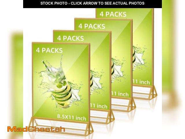 Lot 74-12119783 - PPH-Sisy Acrylic Sign Holder 8.5X11 Double Sided Clear Display Stand, Gold Plastic Display Stand for...