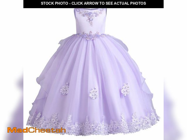 Lot 74-14210193 - Junior Bridesmaid Dresses: Flower Girls Sleeveless Floral Lace Tulle Princess Puffy Tulle Dress Brid...