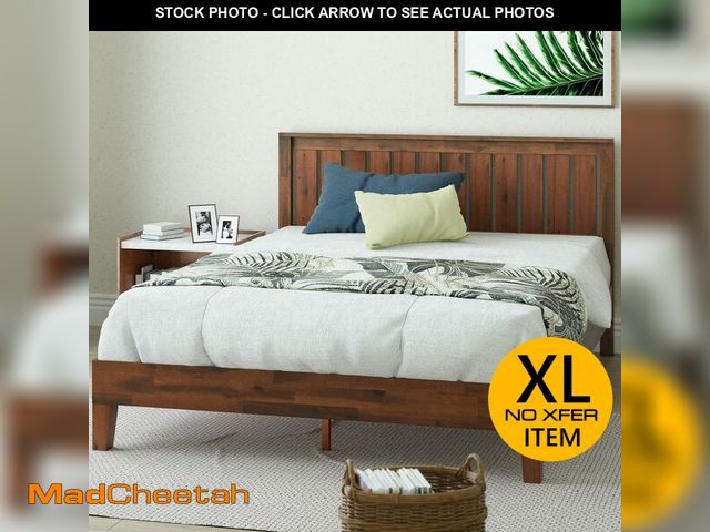 Lot 74-13012153 - Zinus 12 Inch Deluxe Solid Wood Platform Bed with Headboard / No Box Spring Needed / Wood Slat Suppo...