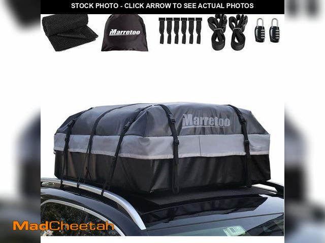 Lot 74-14588685 - Car Top Cargo Carrier 21 Cubic ft Bag with Reflective Strip, 840D PVC Soft Roof Top Cargo Bag 100% W...