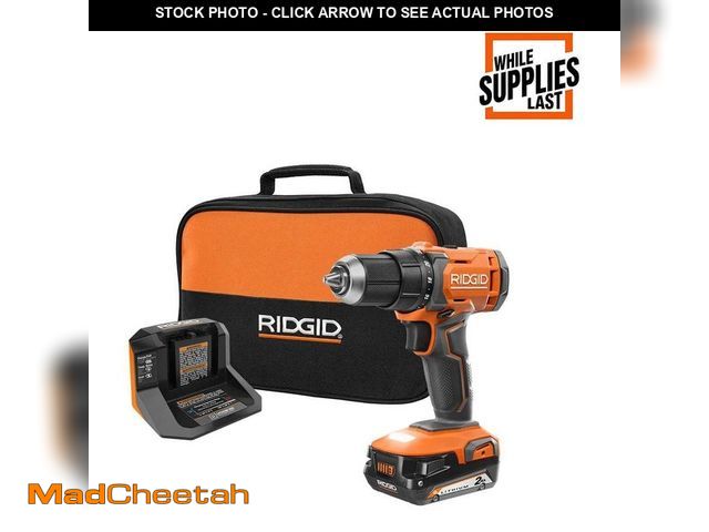 Lot 74-14316881 - RIDGID 18V Cordless 1/2 in. Drill/Driver Kit with (1) 2.0 Ah Battery and Charger - UNUSED