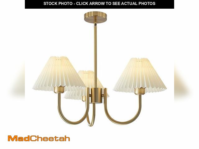 Lot 74-13544744 - KCO Lighting 3 Light Chandelier Light Fixture Traditional Pleated Chandelier Small Vintage Entryway ...