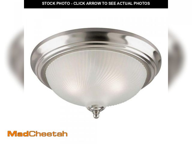 Lot 74-12413313 - Westinghouse 3-Light Brushed Nickel Interior Ceiling Flush Mount with Frosted Swirl Glass - UNUSED