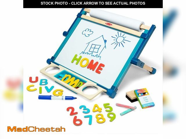 Lot 74-14581984 - Melissa &amp; Doug Magnetic Tabletop Easel, Deluxe Double-Sided Wooden Art Set with Chalkboard, Dry-...