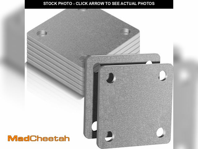 Lot 74-14146778 - Dunzy 8 Pcs 3 x 3 Inch A36 Steel Plate with 4 Holes, Laser Cut Hot Rolled Steel Plate, 3/16 '' Thick...