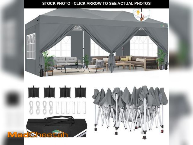 Lot 74-12488444 - COBIZI Canopy 10x20 Pop Up Canopy Tent with 6 Sidewalls, One Push Party Tents for Parties Outdoor We...