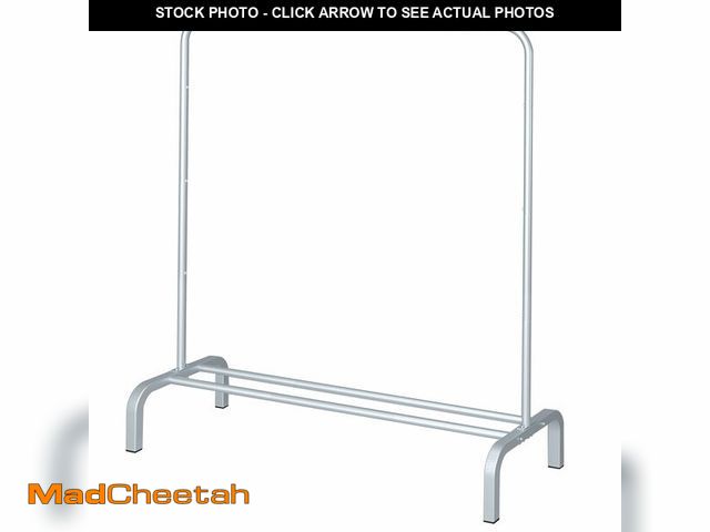Lot 74-14060852 - JIUYOTREE Metal Clothing Rack 43.3 Inches Clothes Garment Coat Rack with Bottom Shelf Clothing Rack ...