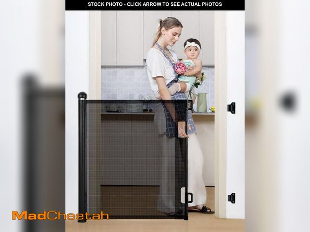 Lot 74-12512881 - Retractable Mesh Baby Gate, Safety Gates for Stairs Doorway, 33''Tall Extends to 55''Wide, Black - U...