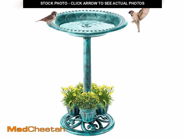 Lot 74-13780913 - OBENSKY Bird Bath With 4 Planters 28" Height Pedestal Antique Outdoor Garden Decor Vintage Yard Art ...