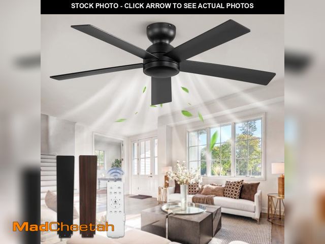 Lot 74-12338061 - (MISSING HARDWARE) Zardon 48in Ceiling Fans No Light, Flush Mount Ceiling Fans with Remote, 6 Speeds...