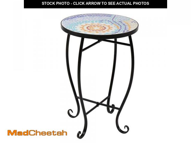 Lot 74-12424745 - Karl home Metal and Ceramic Tile Mosaic Patio Side Table - UNUSED