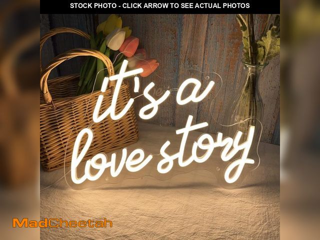 Lot 74-12437658 - Its a Love Story Neon Sign, Warm White USB Led Light Up Signs for Bedroom Aesthetic Birthday Wedding...