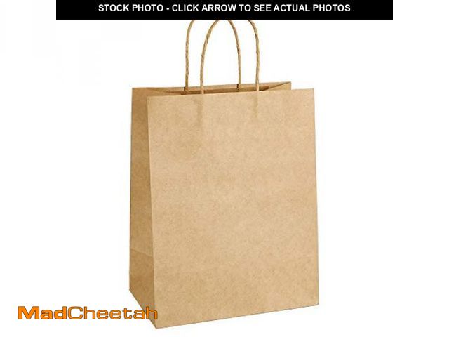 Lot 74-12322337 - 100Pcs Kraft Paper Bags 7.8x4.25x10.6" Gift Bag with Handles for Wedding Party Craft Retail Packagin...