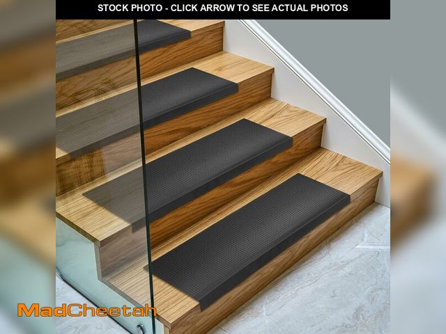Lot 74-14305099 - Ottomanson Outdoor Bullnose Stair Treads - Dots Heavy-Duty Non Slip Stair Mats - Strong Grip for Con...