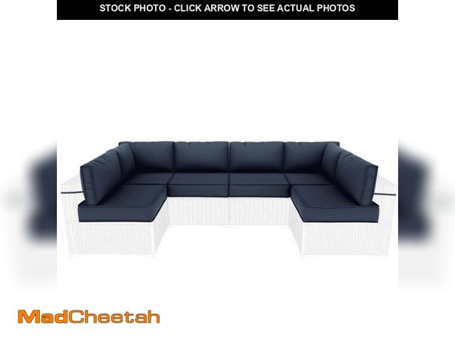 Lot 74-12659592 - Kimunuk 26 in. x 26 in. x 5 in. (14-Piece) Deep Seating Outdoor Sectional Cushion Navy Blue - UNUSED