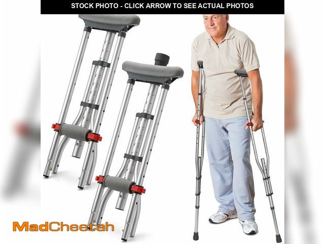Lot 74-13709669 - Geiserailie 1 Pair Aluminum Underarm Crutches Lightweight Crutches with Height Adjustment up to 300 ...