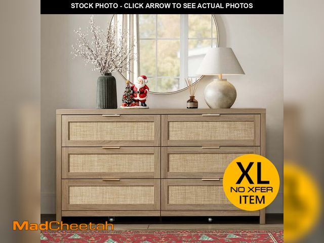 Lot 74-14585504 - SICOTAS 56.85" 6 Drawer Tall Dressers,Rattan Dresser with Large Storage Space Boho Dressers &amp; Ch...