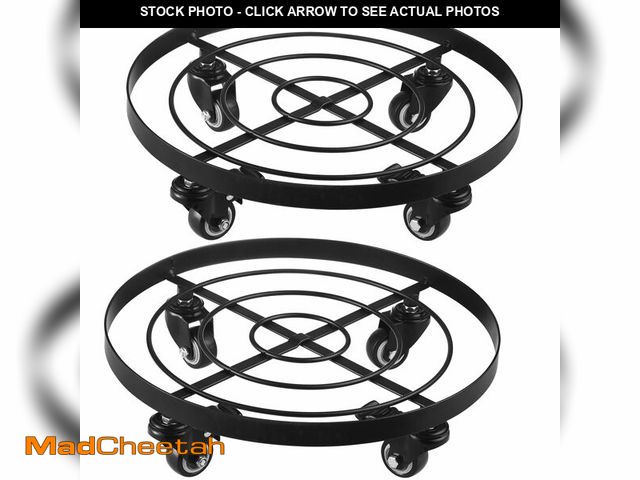 Lot 74-13946499 - 2 Packs Extra-large Metal Plant Caddy 15 Inches Plant Dolly with Wheels Heavy-Duty Rolling Plant Sta...