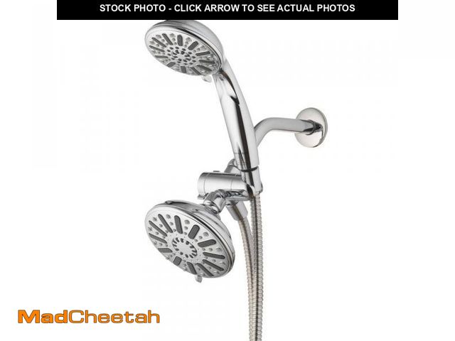 Lot 74-12411744 - Glacier Bay 6-Spray 5 in. Dual Wall Mount Fixed and Handheld Shower Head 1.8 GPM in Chrome - UNUSED