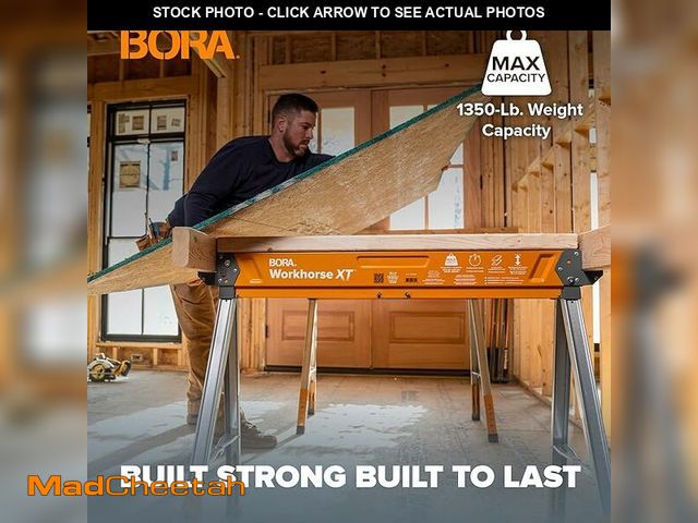 Lot 74-13697778 - BORA Workhorse XT Adjustable Saw Horses 1 Pack Folding Heavy Duty Sawhorse with Adjustable Height Le...