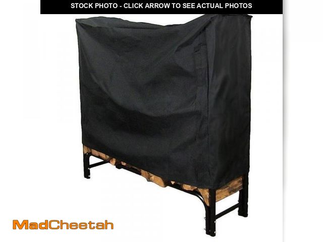Lot 74-12377391 - Sunnydaze 4 ft. Black Heavy-Duty Firewood Log Rack Cover - UNUSED
