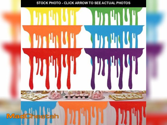Lot 74-13631880 - Windkream 6 Pcs Art Themed Party Table Skirt 40 x 28 Inch Colorful Paint Splatter DIY Paint Back to ...