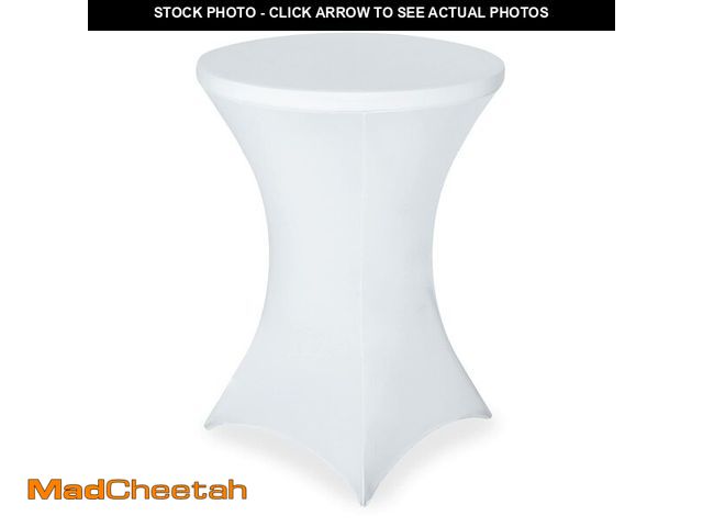 Lot 74-14059272 - FestiCorp Spandex Table Cover, Cocktail Fitted Tablecloths, Round Highboy Stretch Table Covers Cloth...