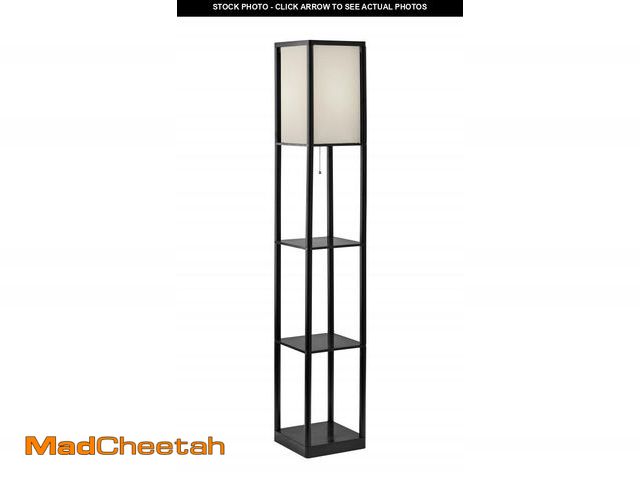 Lot 74-12527283 - Mainstays 62" Plastic Black Shelf Floor Lamp, Sustainable White Fabric Shade ,Modern Design, New Con...