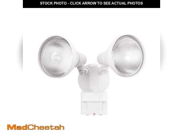 Lot 74-10775385 - Defiant PAR 180 Degree White Motion Sensor Wired Outdoor 2-Head Dusk-to-Dawn Security Flood Light 17...