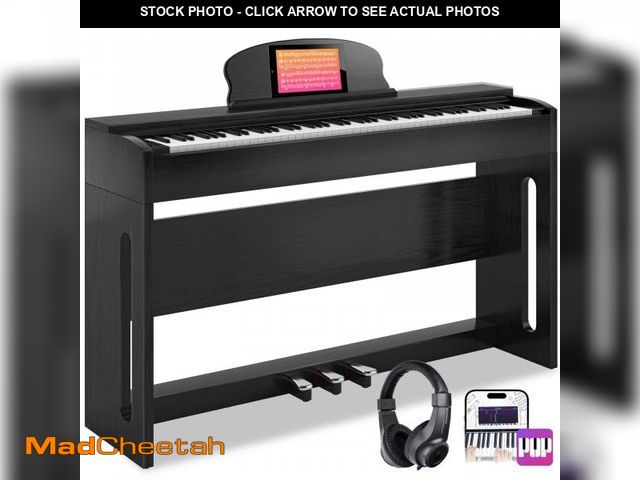 Lot 74-12162473 - AODSK 88-Key Weighted Hammer Action Digital Piano with Speakers,Furniture Stand and Triple Pedals,Be...